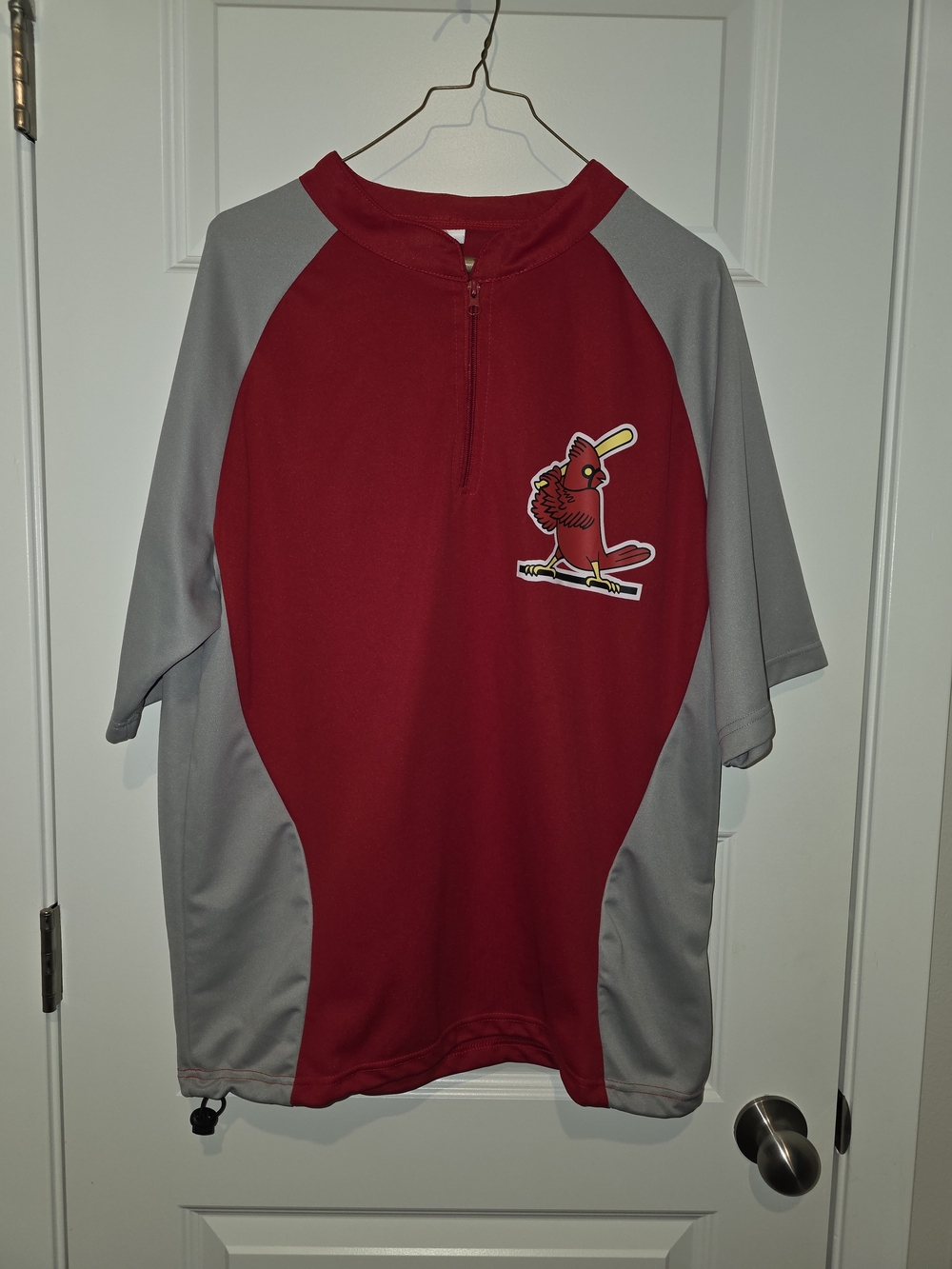 Men's Red & Gray Baseball 1/4 Zip Pullover Top with Cardinal Logo XL